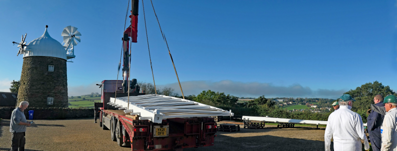 Sail being moved on flatbed